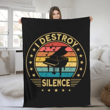 Discover Pianist Piano I Destroy Silence loud music Fleece Blankets