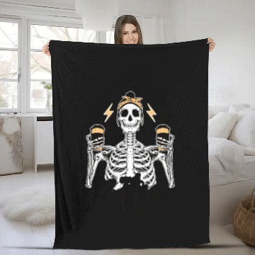 Discover Skeleton Drink Tired Mom needs Coffee Fleece Blankets