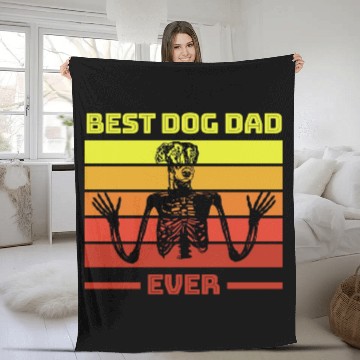 Discover Best Dog Dad Ever Hunde Retro Fleece Blankets