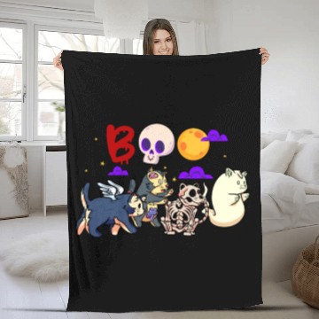 Discover Boo! | Spooky Funny Halloween | Mummy Skeleton Fleece Blankets
