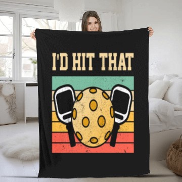 Discover Retro Pickleball Player Gifts Funny Id Hit That Fleece Blankets