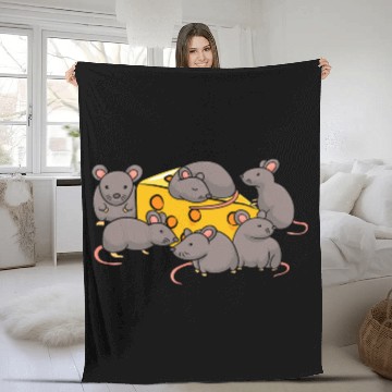 Discover Cute Rats Cheese Lover Funny Rat Fleece Blankets