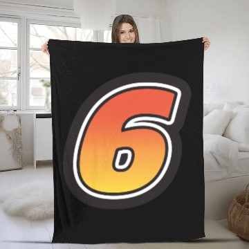 Discover Number Six 6 Gradient Yellow Orange 3 Stroke Fleece Blankets