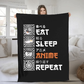 Discover Eat, Sleep, Anime, Repeat - Gift For Christmas Day Fleece Blankets