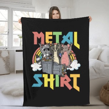 Discover Rock Love Peace Music Heavy Trash Racoon Metal Fleece Blankets
