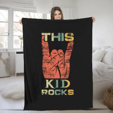 Discover Vintage Rock Sign Rock Hand Metal Kid Fleece Blankets