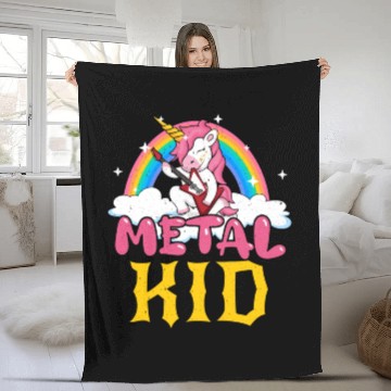 Discover Guitar Unicorn Rainbow Metal Music Heavy Rock Fleece Blankets