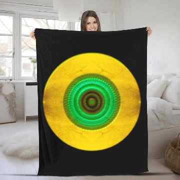 Discover Golden-Green Geometric Circular Pattern Fleece Blankets