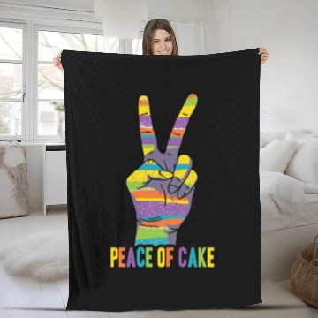Discover Peace of Cake Hand Sign Peaceful World Earth Fleece Blankets