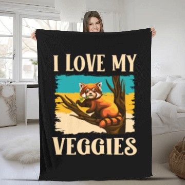 Discover I Love My Veggies Red Panda Zookeeper Wildlife Fleece Blankets