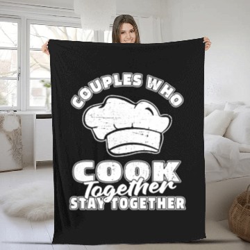Discover Cook Chef Cooking Couple Fleece Blankets