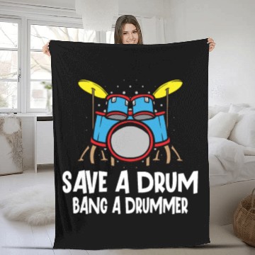 Discover Drummer Drums Music Drum Set Drumming Fleece Blankets