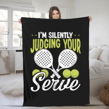 Discover Paddle Tennis Player Match Silently Judging Serve Fleece Blankets