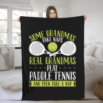 Discover Paddle Tennis Player Match Grandmom Grandma Fleece Blankets
