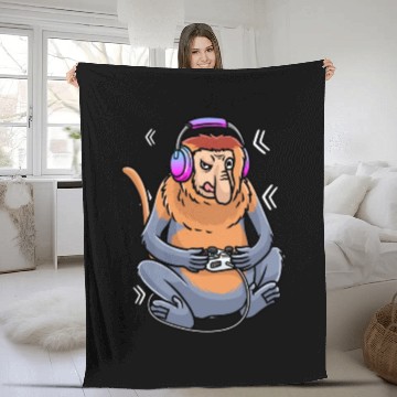 Discover Proboscis Monkey Video Game Gaming Gamer Fleece Blankets