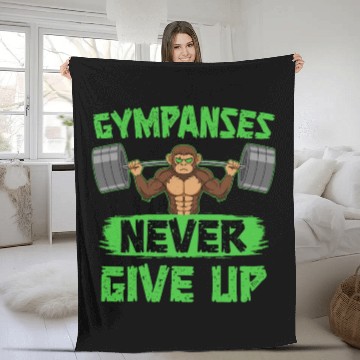 Discover Gympanses Never Gives Up Fitness Workout Exercise Fleece Blankets