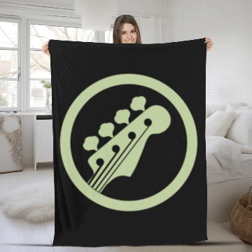 Discover bass guitar green sign Fleece Blankets