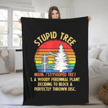 Discover Vintage Sunset Stupid Tree Disc Golf Lover Fleece Blankets