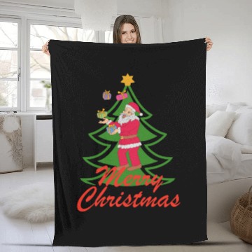 Discover Santa xmas celebration Fleece Blankets