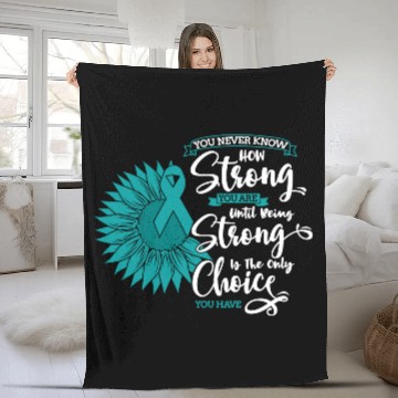 Discover Cervical Cancer Awareness Month Teal Sunflower Fleece Blankets