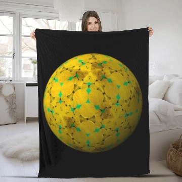 Discover Golden-Yellow 3D Sphere with Green Highlights Fleece Blankets