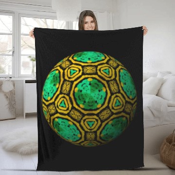 Discover Green 3D Sphere with Gold Symmetric Shapes Fleece Blankets