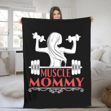 Discover Muscle Mommy fitness saying Fleece Blankets