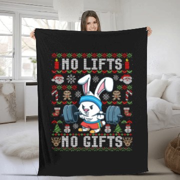 Discover Funny No Lifts No Gifts Ugly Christmas Workout Fleece Blankets
