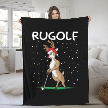 Discover Golf Reindeer Pun Golfer Rugolf Golfing Fleece Blankets