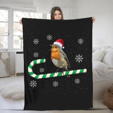 Discover Robin Bird Watching Redbreast Birding Christmas Fleece Blankets