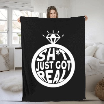 Discover Sh*t Just Got Real - Bride Groom Matching Couple Fleece Blankets