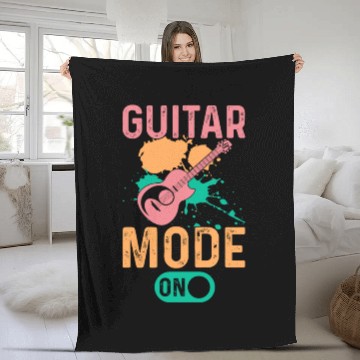 Discover Guitarist - Guitar Mode On - Funny Guitar Player Fleece Blankets