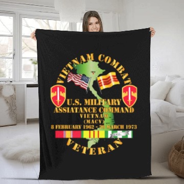 Discover Army Vietnam Combat Veteran US Military Asst Cmd V Fleece Blankets