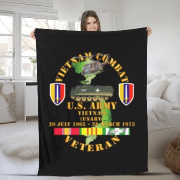 Discover Army Vietnam Combat Veteran US Army Vietnam USARV Fleece Blankets