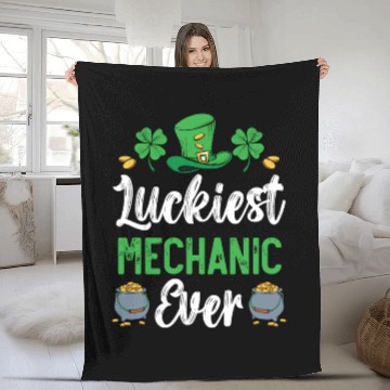 Discover Luckiest Mechanic Ever St. Patrick's Day Fleece Blankets