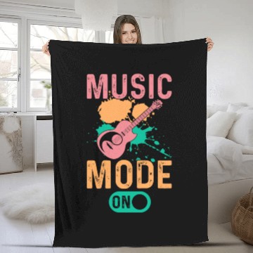 Discover Guitarist - Music Mode On - Funny Guitar Player Fleece Blankets