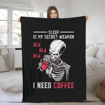 Discover Skeleton Drinking Coffee Medical Student Fleece Blankets