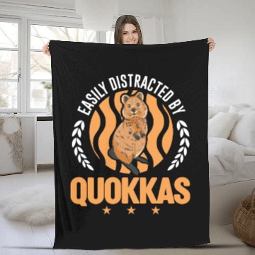 Discover Easily Distracted By Quokkas Short-tailed Kangaroo Fleece Blankets