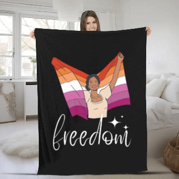 Discover Lesbian Flag of Love and Freedom Fleece Blankets