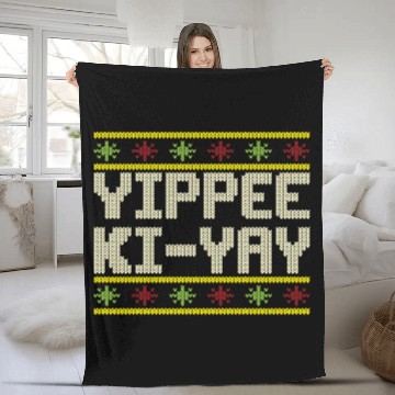 Discover Yippee Ki-Yay Christmas Holiday Cross Stitch Fleece Blankets