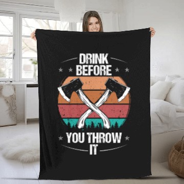 Discover Axe Throwing Drink Beer Drinking Thrower Quote Fleece Blankets