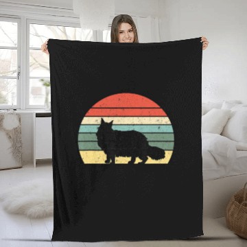 Discover Cat Lover Gift Fleece Blankets Retro Maine Cat