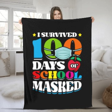Discover I Survived 100 Days Of School Masked Pupils Home Fleece Blankets