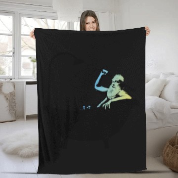 Discover Banksy - Grandpa in the bathtub Fleece Blankets