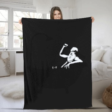 Discover Banksy - Grandpa in the bathtub Fleece Blankets
