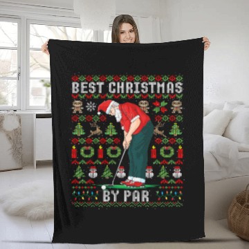 Discover Ugly Christmas Golf Santa Claus Pun Golfer Gift Fleece Blankets