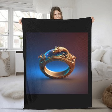 Discover Dragon space ring Fleece Blankets