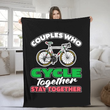 Discover Cycling Cyclist Couple Fleece Blankets