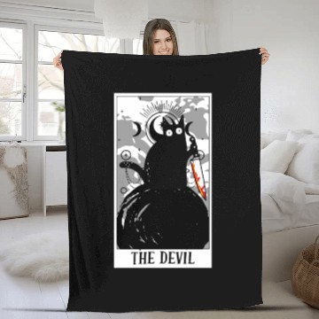 Discover The Devil Tarot Card Funny Cat Tarot Card A Tarot Fleece Blankets