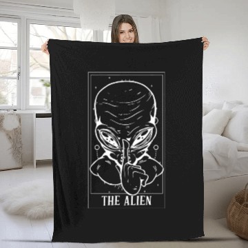 Discover Funny The Alien Tarot Card For Tarot Cards Fleece Blankets